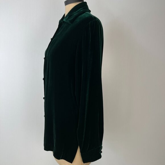 Vintage First Issue Button Up Women Medium Velour Shirt Silk Work Party Top Core - Picture 8 of 15